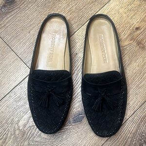 Robert Zur Black Suede Basket Weave Mule Size 9M